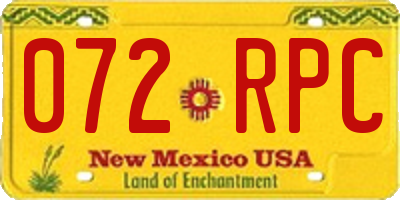NM license plate 072RPC