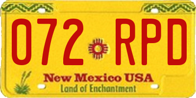 NM license plate 072RPD