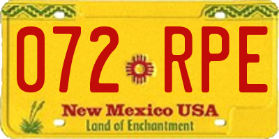 NM license plate 072RPE