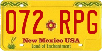 NM license plate 072RPG