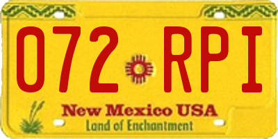 NM license plate 072RPI