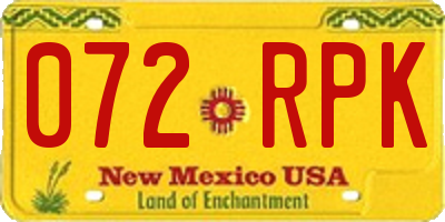 NM license plate 072RPK
