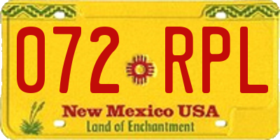 NM license plate 072RPL