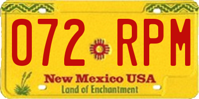 NM license plate 072RPM