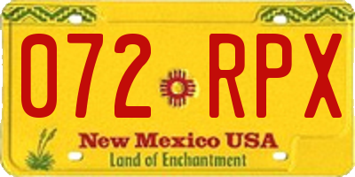 NM license plate 072RPX