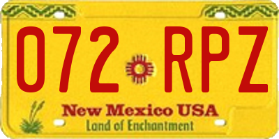 NM license plate 072RPZ