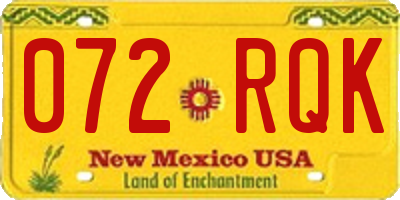 NM license plate 072RQK