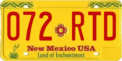 NM license plate 072RTD