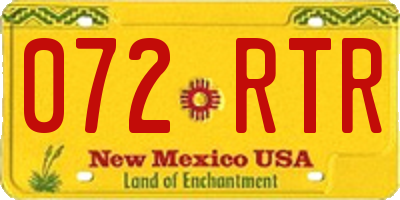 NM license plate 072RTR