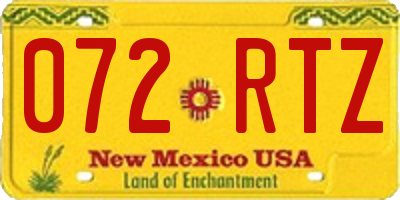NM license plate 072RTZ