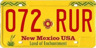 NM license plate 072RUR