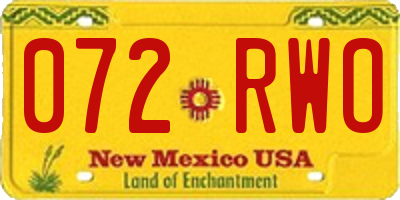 NM license plate 072RWO