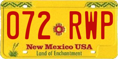 NM license plate 072RWP