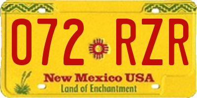 NM license plate 072RZR