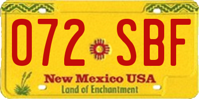 NM license plate 072SBF