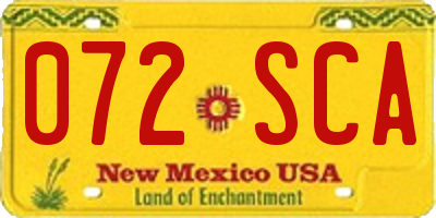 NM license plate 072SCA
