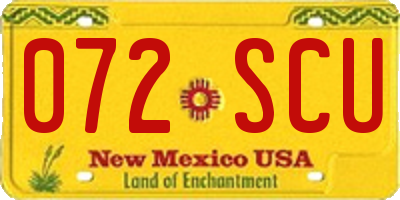 NM license plate 072SCU
