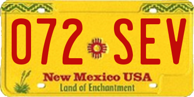 NM license plate 072SEV