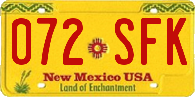 NM license plate 072SFK