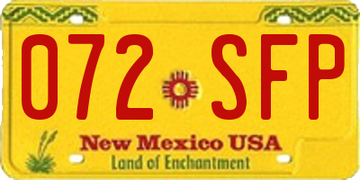 NM license plate 072SFP