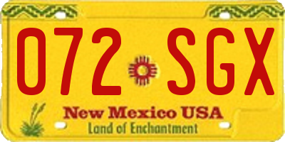 NM license plate 072SGX