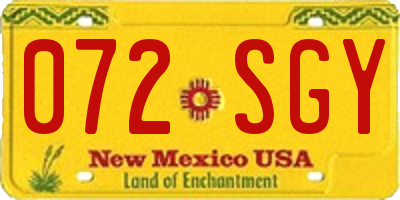 NM license plate 072SGY