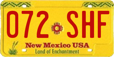 NM license plate 072SHF