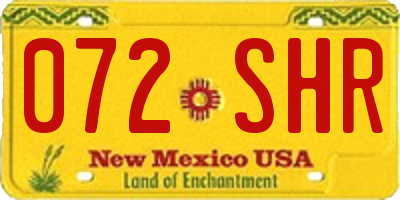 NM license plate 072SHR