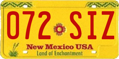 NM license plate 072SIZ