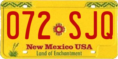 NM license plate 072SJQ