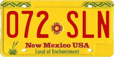 NM license plate 072SLN