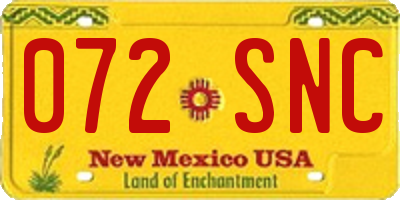 NM license plate 072SNC