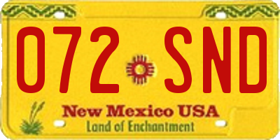 NM license plate 072SND