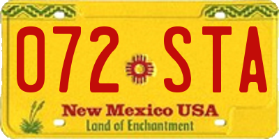NM license plate 072STA