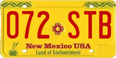 NM license plate 072STB