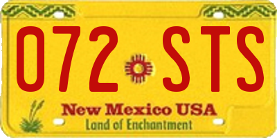 NM license plate 072STS