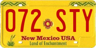 NM license plate 072STY