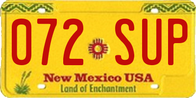 NM license plate 072SUP