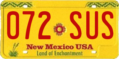 NM license plate 072SUS