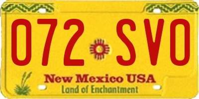 NM license plate 072SVO