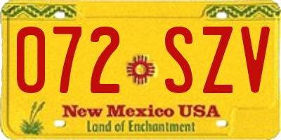 NM license plate 072SZV