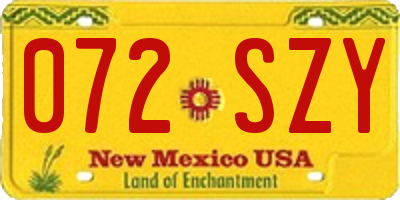 NM license plate 072SZY