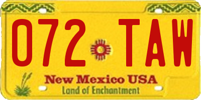 NM license plate 072TAW