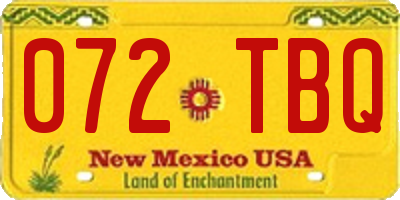 NM license plate 072TBQ