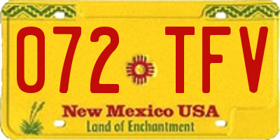NM license plate 072TFV