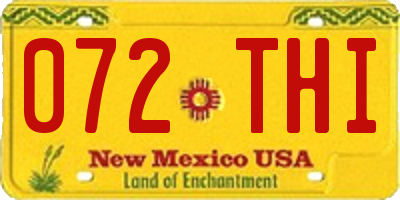 NM license plate 072THI