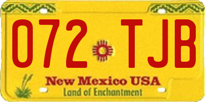 NM license plate 072TJB