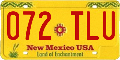 NM license plate 072TLU