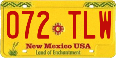 NM license plate 072TLW