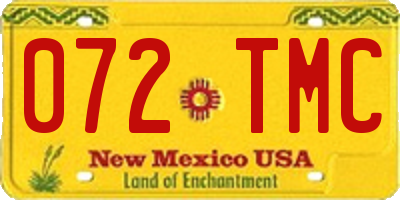 NM license plate 072TMC